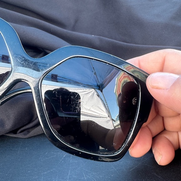 Versace Black Sunglasses with Gold Accents - Picture 7 of 7